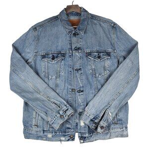 Levi's Light Distressed Wash Denim Trucker Jean Jacket Large